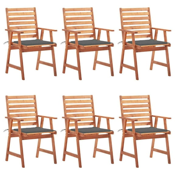vidaXL Outdoor Chair Set of 6 Anthracite Solid Acacia wood Standard
