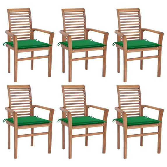 vidaXL Patio Dining Chairs Outdoor Folding Chair with Cushions Solid Wood Teak