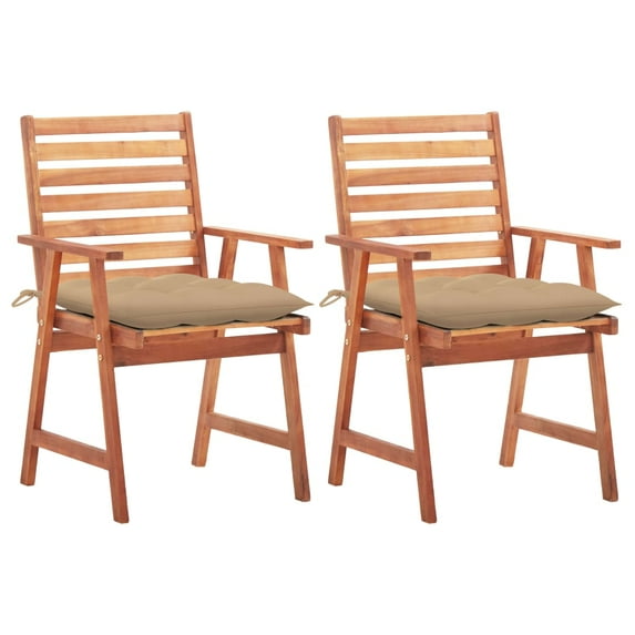vidaXL Patio Dining Chairs Outdoor Patio Chair with Cushions Solid Wood Acacia