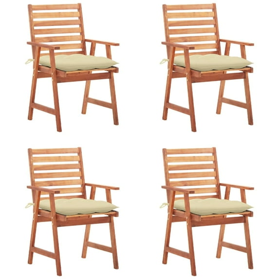 vidaXL Patio Dining Chairs Outdoor Patio Chair with Cushions Solid Wood Acacia