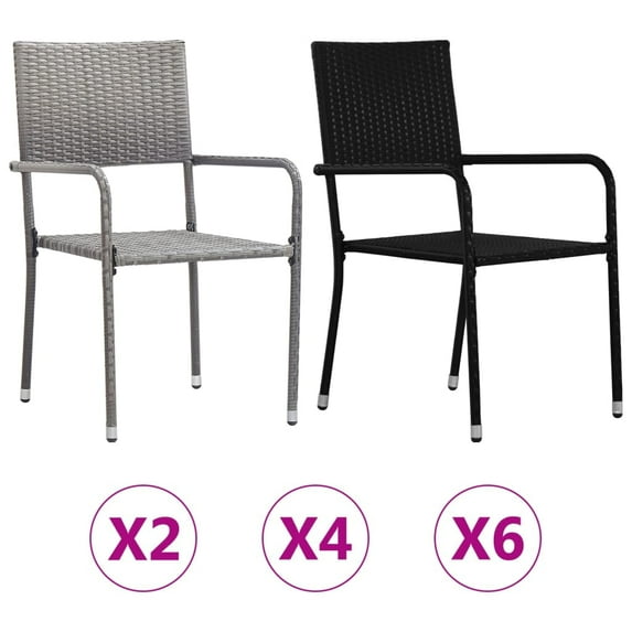 vidaXL Patio Dining Chairs Outdoor Rattan Wicker Dining Chair Poly Rattan