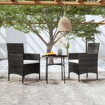 vidaXL Patio Dining Set 3 Piece Rattan Patio Conversation Set Poly Rattan