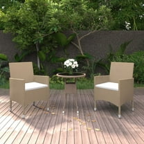 vidaXL Patio Dining Set 3 Piece Rattan Patio Conversation Set Poly Rattan