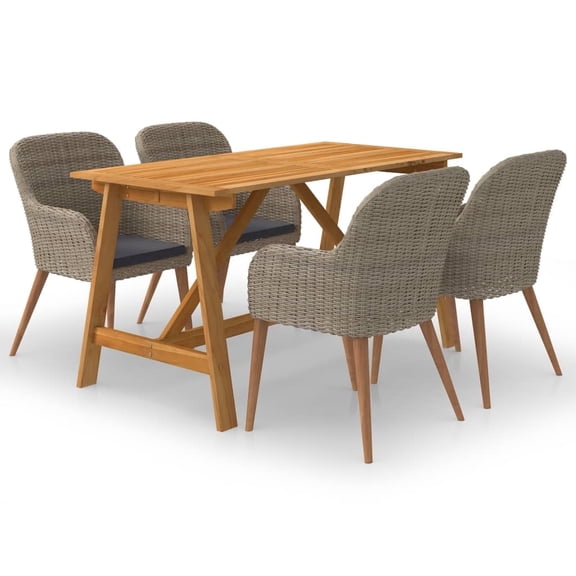 vidaXL Patio Dining Set 5 Piece Dining Table and Chairs Patio Conversation Set
