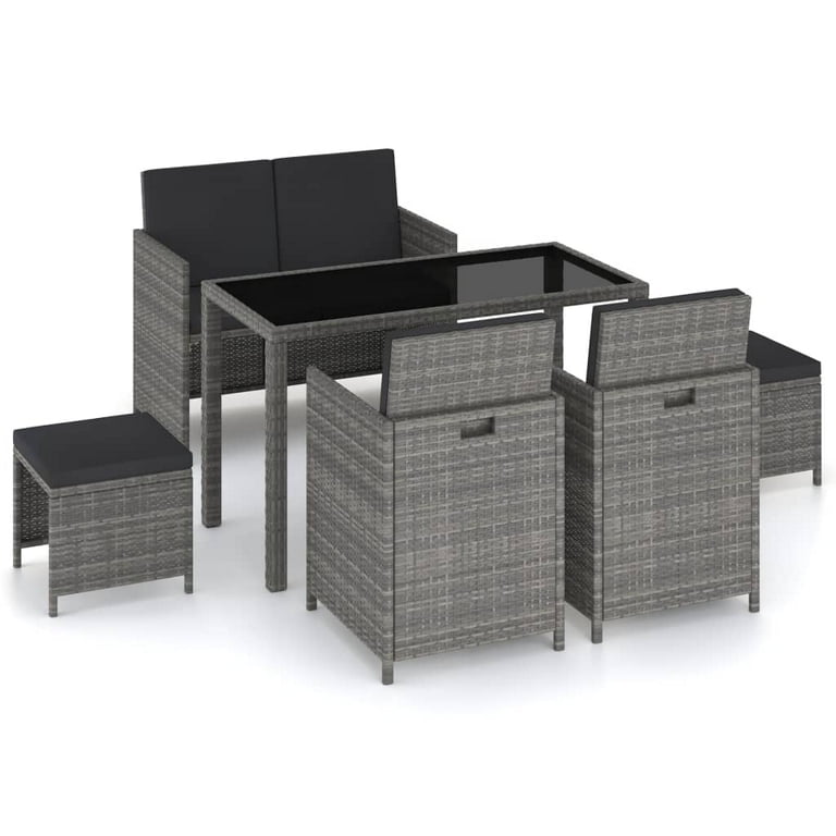 Grey rattan 6 piece 2025 cube garden furniture dining set