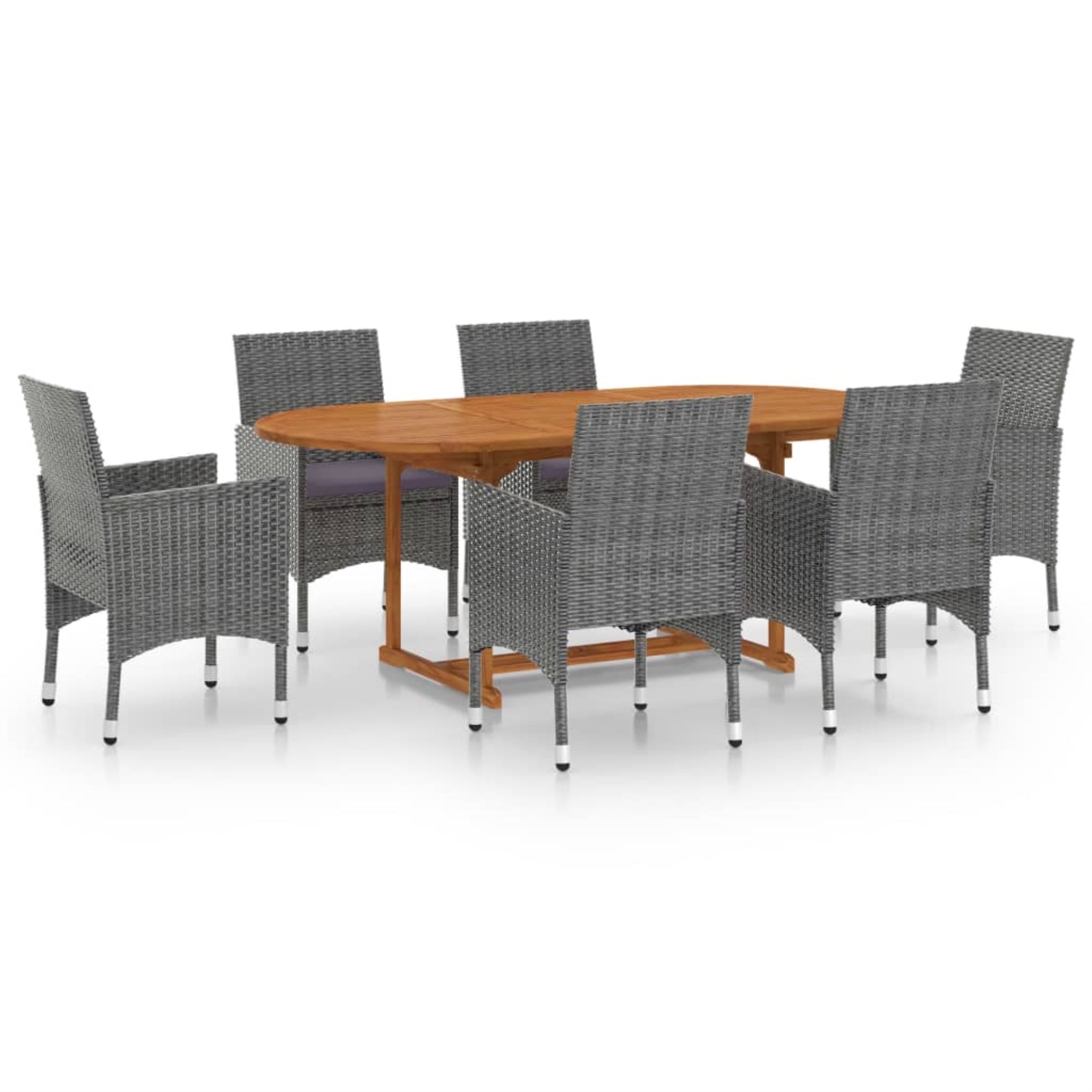 vidaXL Patio Dining Set 7 Piece Poly Rattan Outdoor Furniture Multi ...