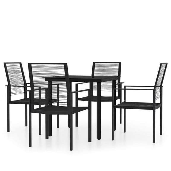 vidaXL Patio Dining Set Black Furniture 3/5/7 Piece 31.5"/55.1" Table Length