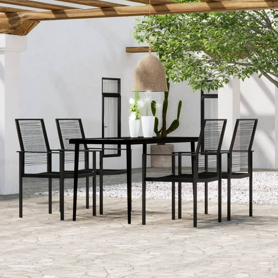 vidaXL Patio Dining Set Black Furniture 3/5/7 Piece 31.5"/55.1" Table Length