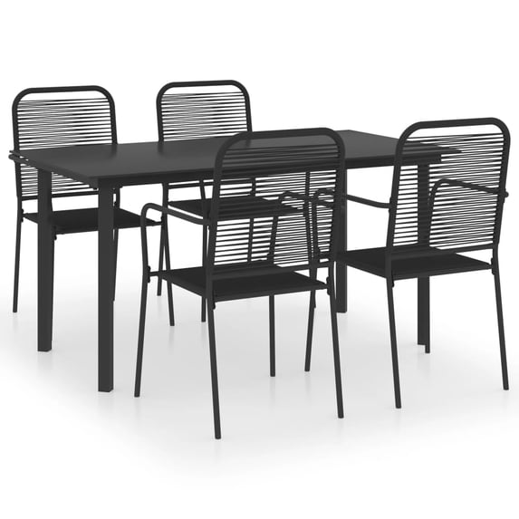 vidaXL Patio Dining Set Black Glass and Steel Seat 3/5/7/9 Piece Multi Sizes