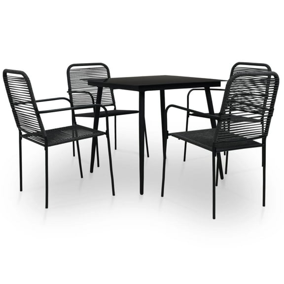 vidaXL Patio Dining Set Dining Table and Chairs Cotton Rope and Steel Black