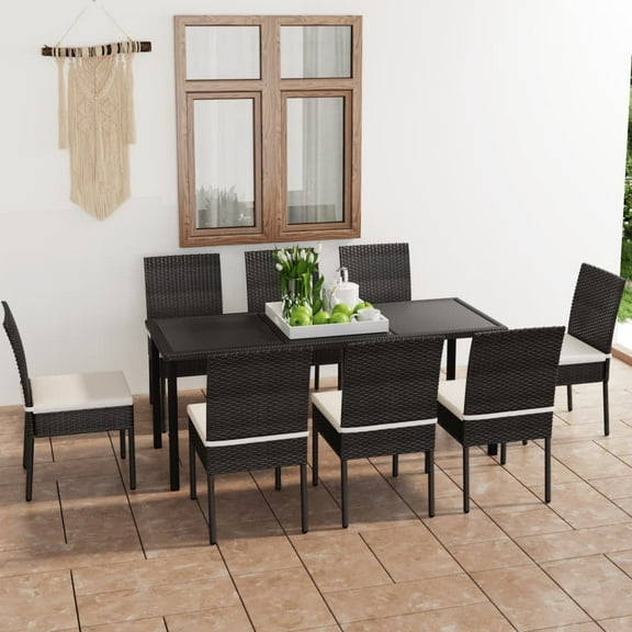 vidaXL Patio Dining Set Dining Table and Chairs Furniture Set Poly Rattan