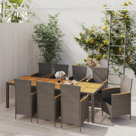 vidaXL Patio Dining Set Dining Table and Chairs Furniture Set Poly Rattan