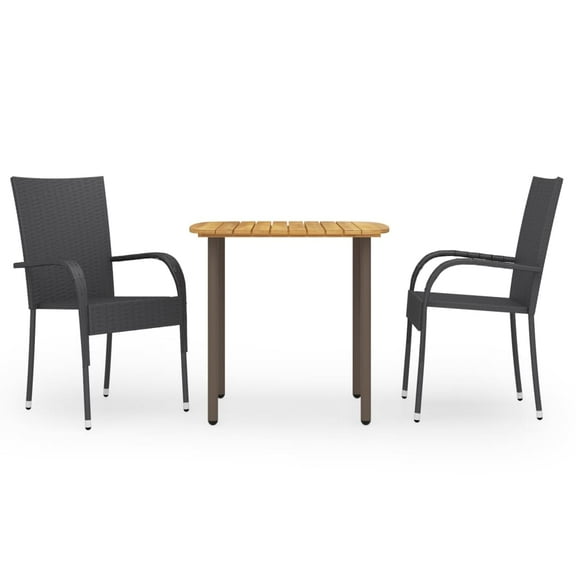 vidaXL Dining Set Black Solid Acacia wood Standard
