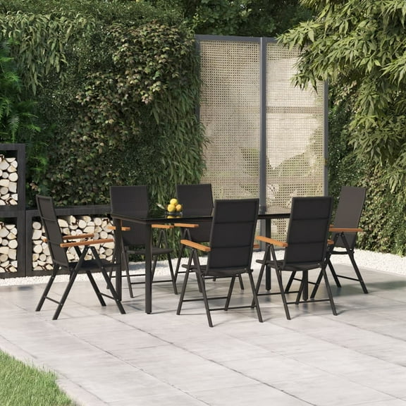 vidaXL Patio Dining Set Outdoor Dining Set Garden Table and Chair Set Black