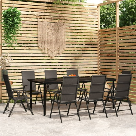 vidaXL Patio Dining Set Outdoor Dining Set Garden Table and Chair Set Black