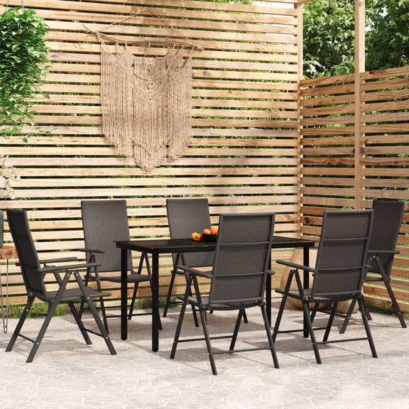 vidaXL Patio Dining Set Outdoor Dining Set Garden Table and Chair Set Black