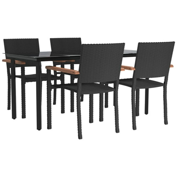 vidaXL Patio Dining Set Outdoor Dining Set Garden Table and Chair Set Black