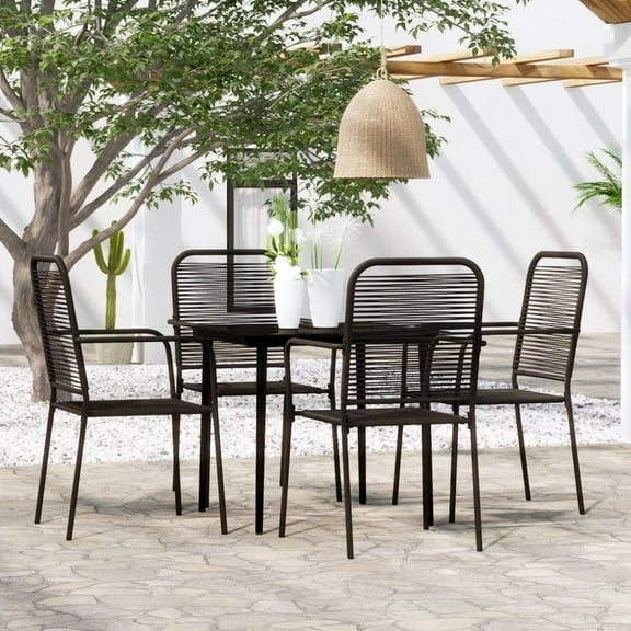 vidaXL Patio Dining Set Outdoor Dining Set Garden Table and Chair Set Black