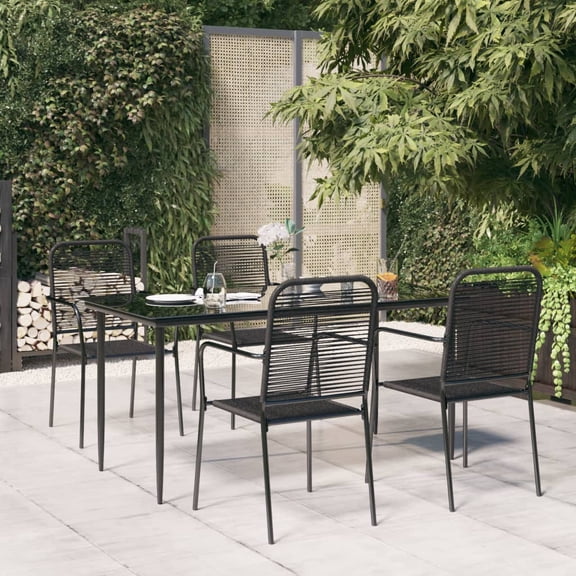 vidaXL Patio Dining Set Outdoor Dining Set Garden Table and Chair Set Black