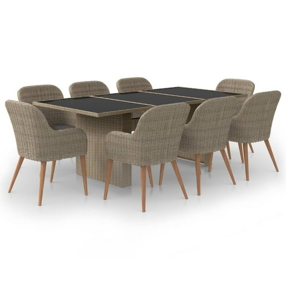 vidaXL Patio Dining Set Outdoor Dining Set Table and Chair Set Poly Rattan