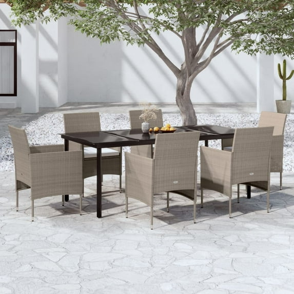 vidaXL Garden Dining Set Beige and Black