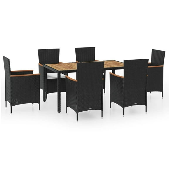 vidaXL Patio Dining Set Outdoor Dining Table and Chairs Poly Rattan Black