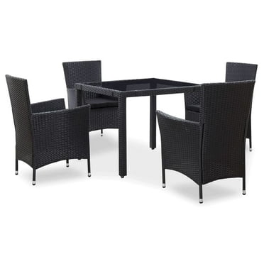 vidaXL Patio Dining Set Outdoor Dining Table and Chairs Poly Rattan Black
