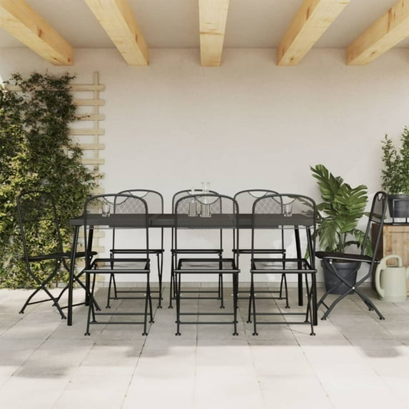 vidaXL Patio Dining Set Outdoor Furniture Conversation Anthracite Metal Mesh