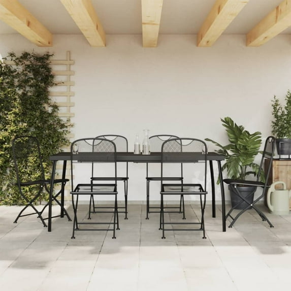 vidaXL Patio Dining Set Outdoor Furniture Conversation Anthracite Metal Mesh