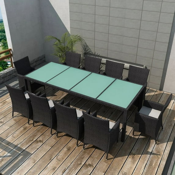 vidaXL Patio Dining Set Outdoor Furniture Table and Chair Set Poly Rattan