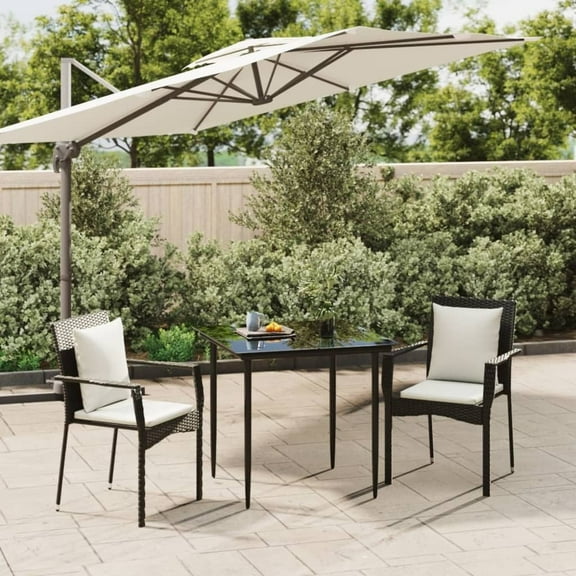 vidaXL Patio Dining Set Outdoor Rattan Wicker Table and Chair Set for Porch