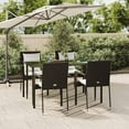thumbnail image 1 of vidaXL Garden Dining Set Black table and chairs with cream white cushions, 1 of 6