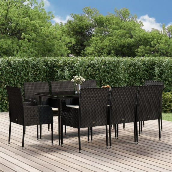 vidaXL Patio Dining Set Outdoor Rattan Wicker Table and Chair Set for Porch