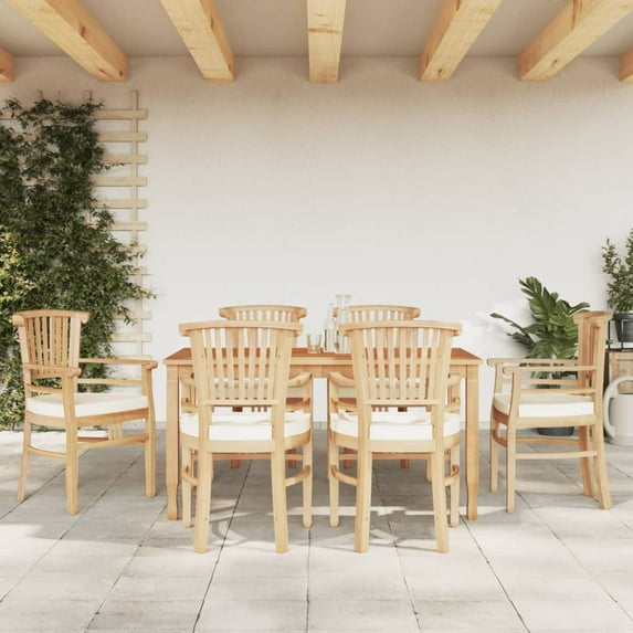 vidaXL Patio Dining Set Outdoor Table and Chair Furniture Solid Wood Teak