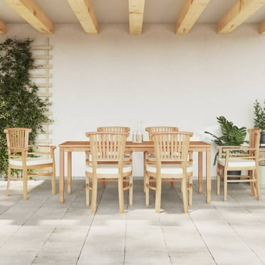 vidaXL Patio Dining Set Outdoor Table and Chair Furniture Solid Wood Teak