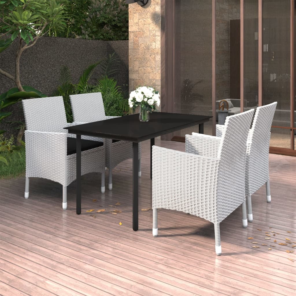 vidaXL Patio Dining Set Outdoor Table and Chair Set Poly Rattan and ...