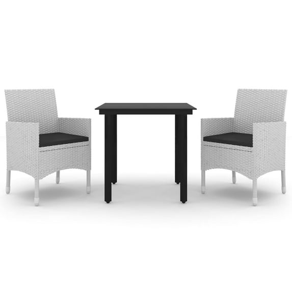 vidaXL Patio Dining Set Outdoor Table and Chair Set Poly Rattan and Glass