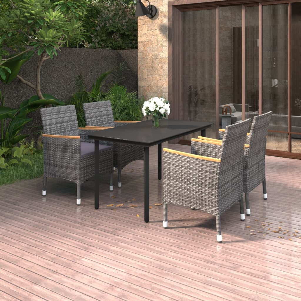vidaXL Patio Dining Set Outdoor Table and Chair Set Poly Rattan and ...