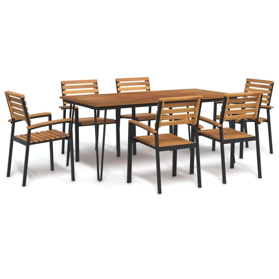 vidaXL 7 Piece Patio Dining Set Solid Wood Acacia and Metal