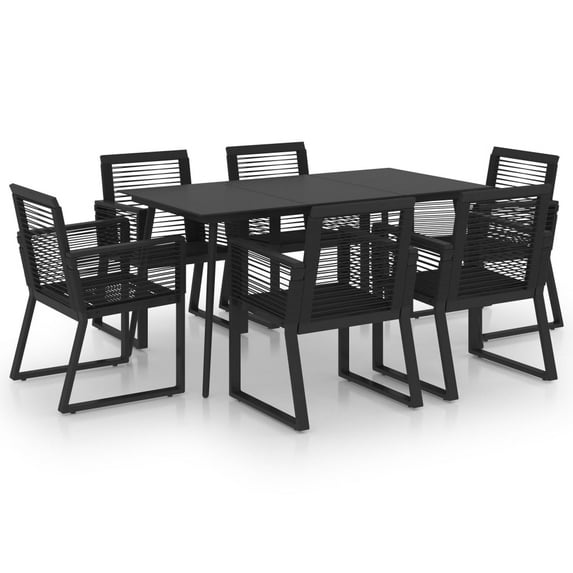 vidaXL Patio Dining Set PVC Rattan Black Seating 3/5/7/9 Piece Multi Sizes