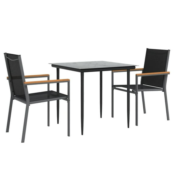 vidaXL Patio Dining Set Patio Table and Chair Set Black Textilene and Steel