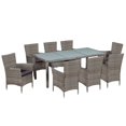 thumbnail image 1 of vidaXL 9 Piece Outdoor Dining Set with Cushions Poly Rattan Gray, 44070, 1 of 7