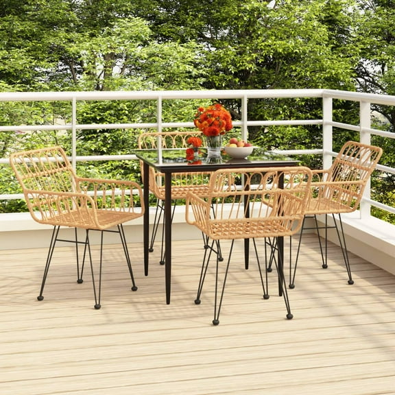 vidaXL Patio Dining Set Rattan Patio Conversation Set for Porch Poly Rattan