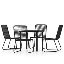 vidaXL Patio Dining Set Seat 3/5/7 Piece Black/Oak 31.5"/55.1" Table Length