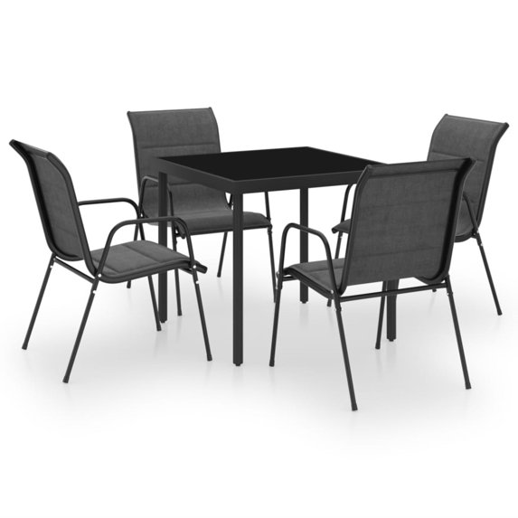 vidaXL Patio Dining Set Steel Black Garden Outdoor Seat Furniture 3/5 Piece