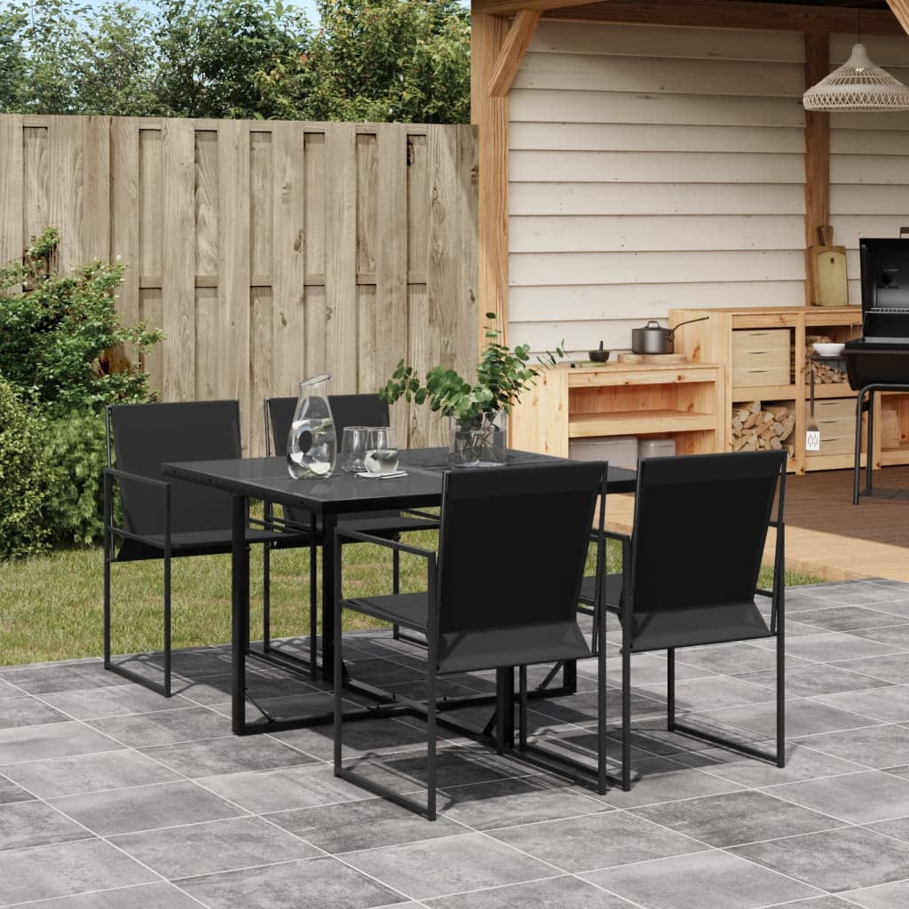 vidaXL Patio Dining Set Table and Chair Garden Outdoor Furniture Black Textilene - Walmart.com
