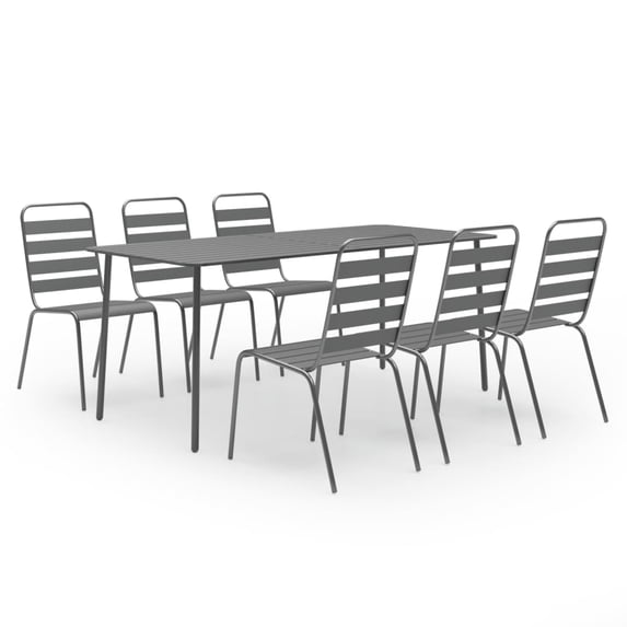 vidaXL Patio Dining Set Table and Chair Patio Furniture Set Steel Dark Gray