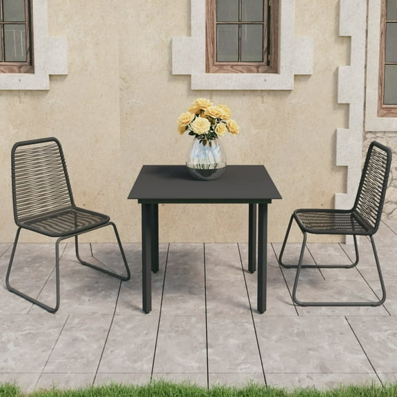 vidaXL Patio Dining Set Table and Chairs Patio Furniture Set PVC Rattan Black