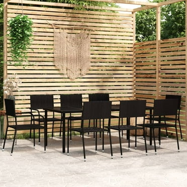 vidaXL Patio Dining Set Wicker Outdoor Dining Table and Chair Conversation Set