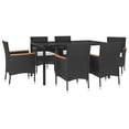 thumbnail image 1 of vidaXL Patio Dining Set with Cushions Outdoor Furniture Black Poly Rattan, 1 of 26